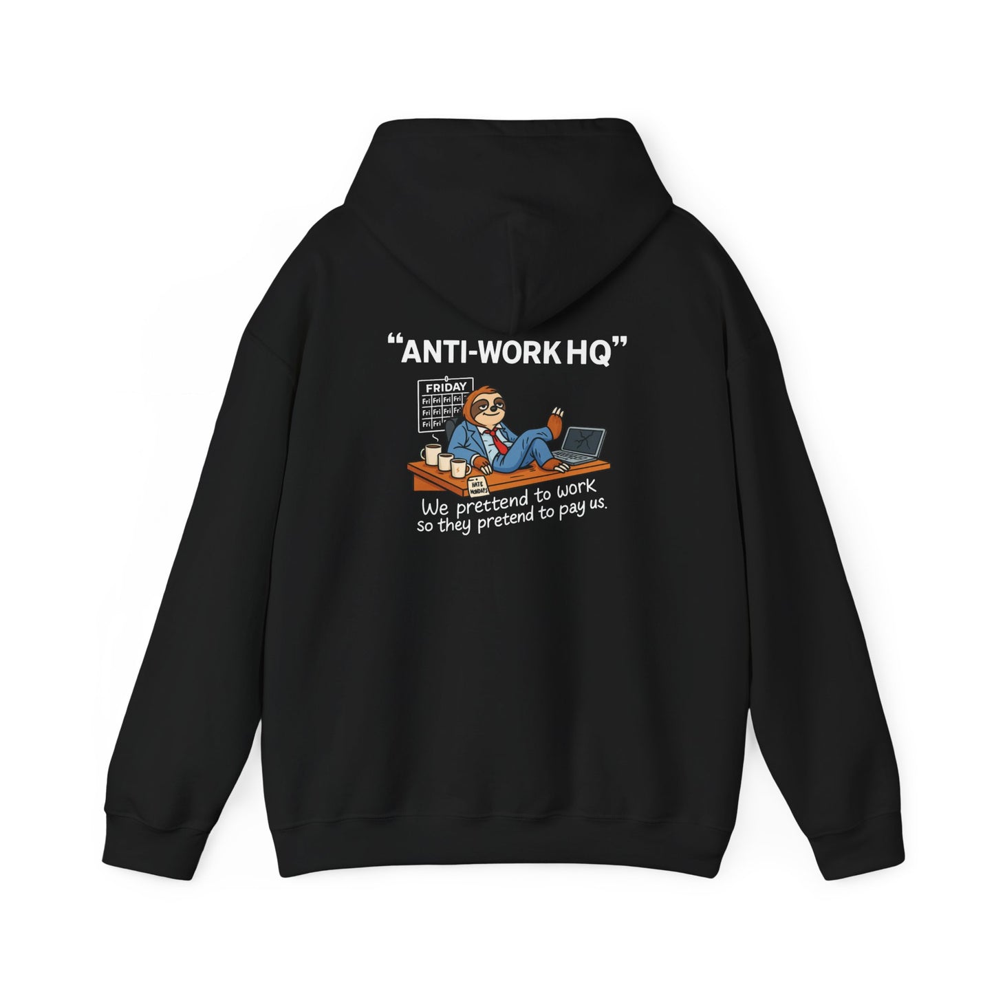 "Anti-Work HQ" Office Sloth Meme Graphic Hoodie