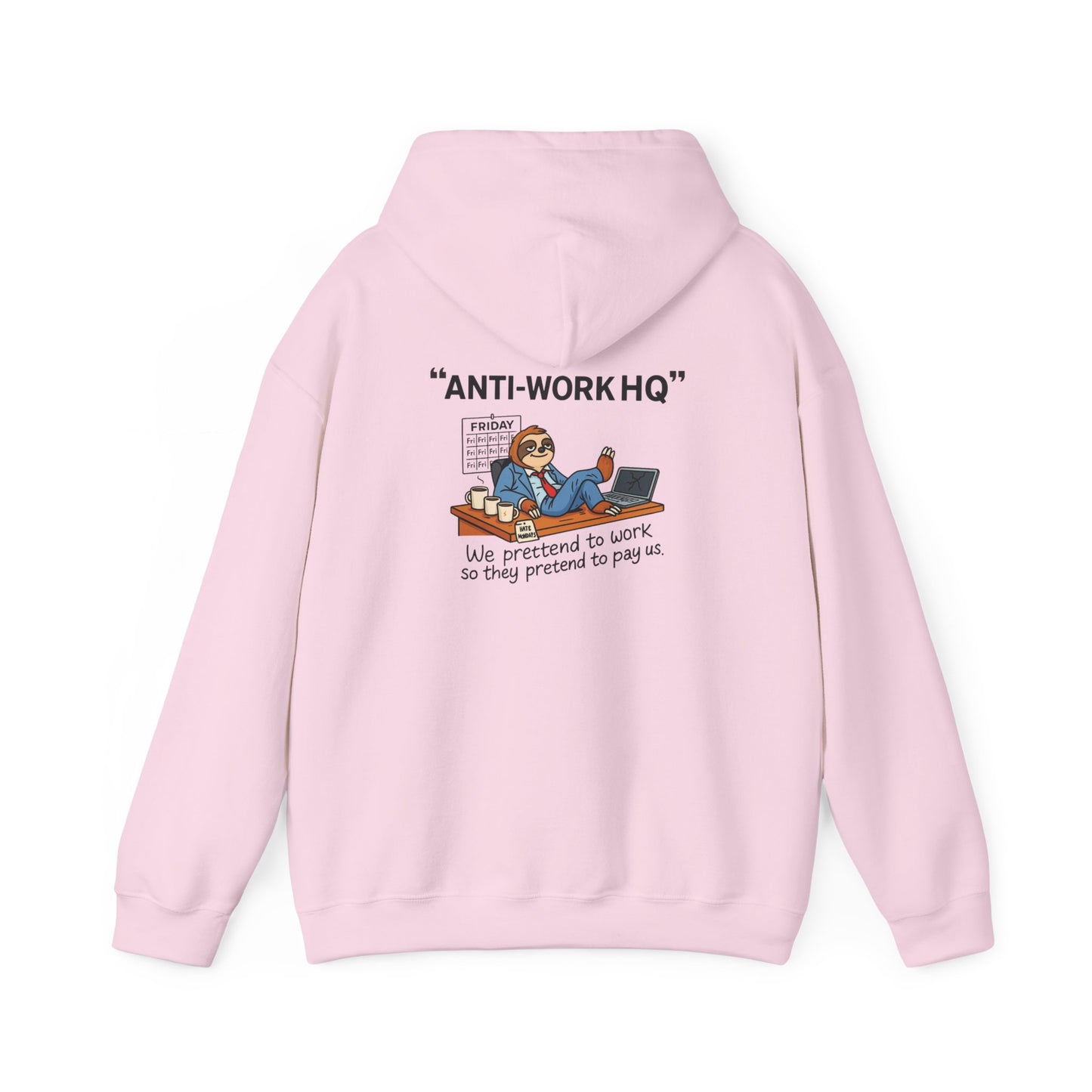 "Anti-Work HQ" Office Sloth Meme Graphic Hoodie