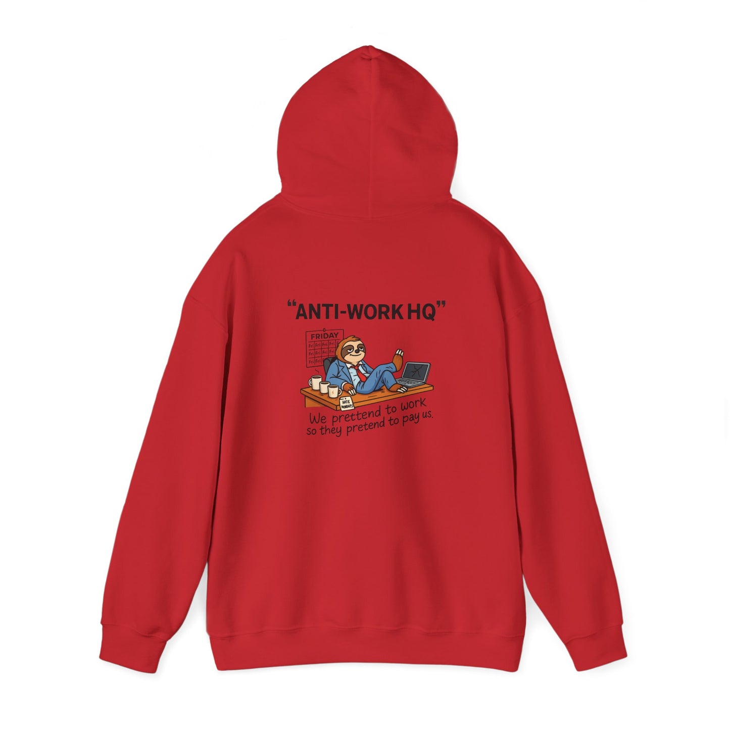 "Anti-Work HQ" Office Sloth Meme Graphic Hoodie