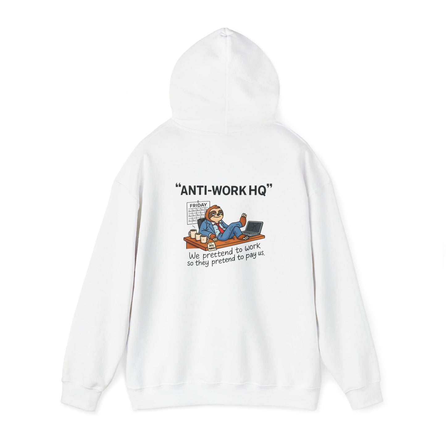 "Anti-Work HQ" Office Sloth Meme Graphic Hoodie
