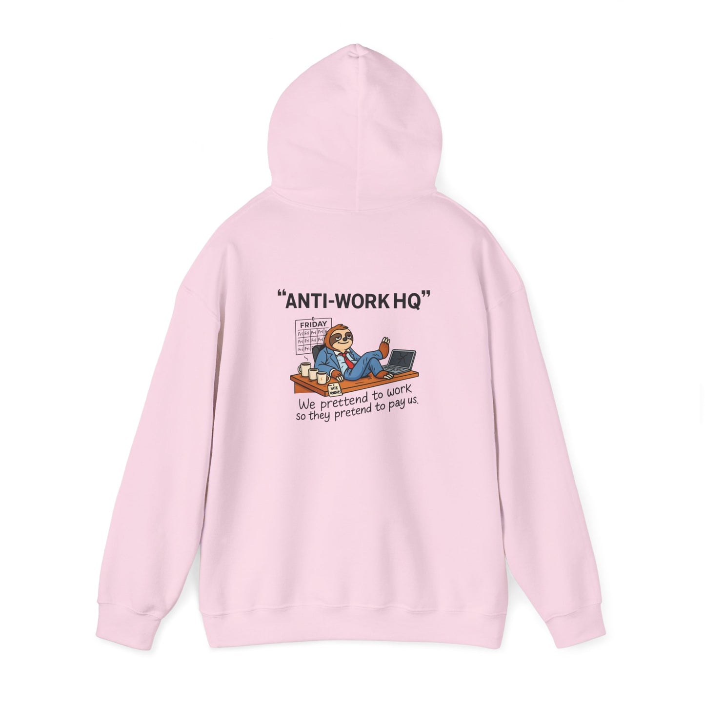 "Anti-Work HQ" Office Sloth Meme Graphic Hoodie