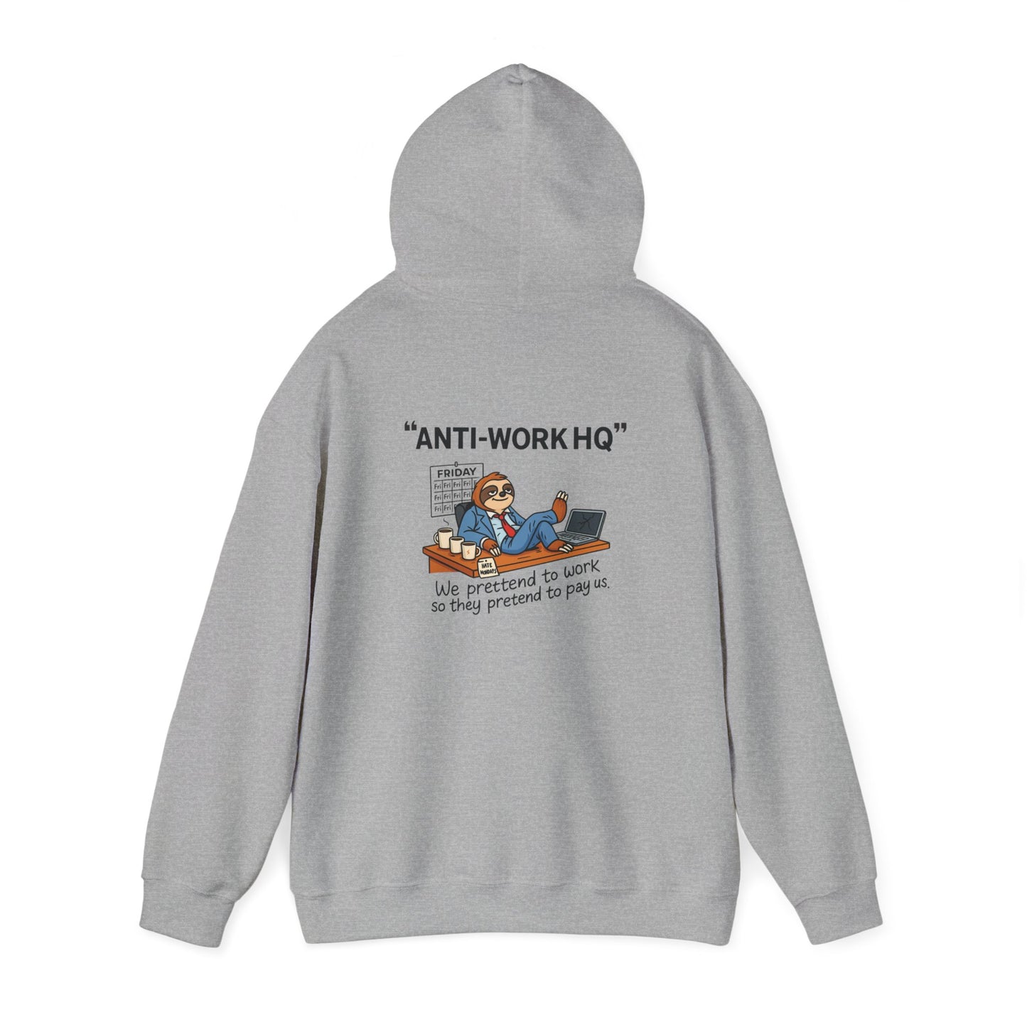 "Anti-Work HQ" Office Sloth Meme Graphic Hoodie