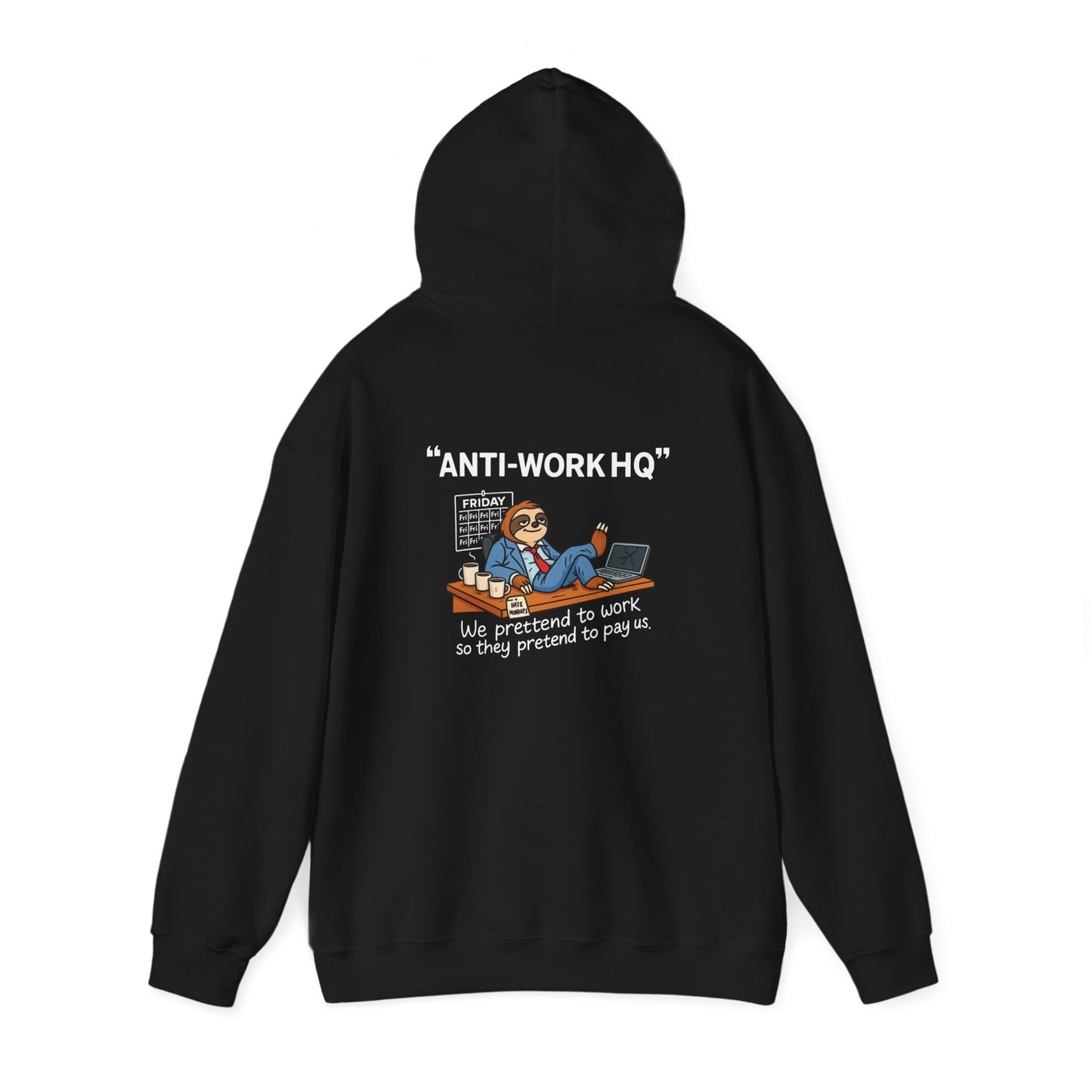 "Anti-Work HQ" Office Sloth Meme Graphic Hoodie