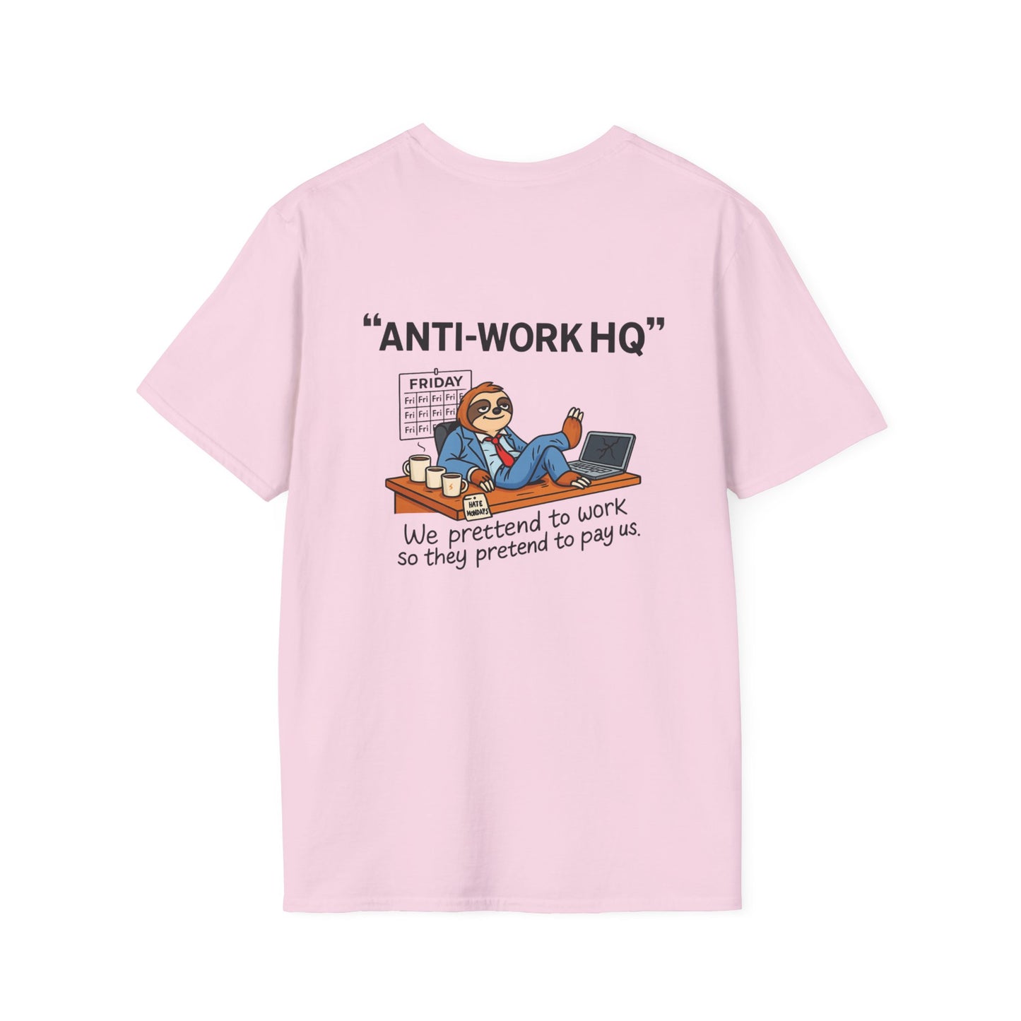 "Anti-Work HQ" Office Sloth Meme Graphic T-Shirt