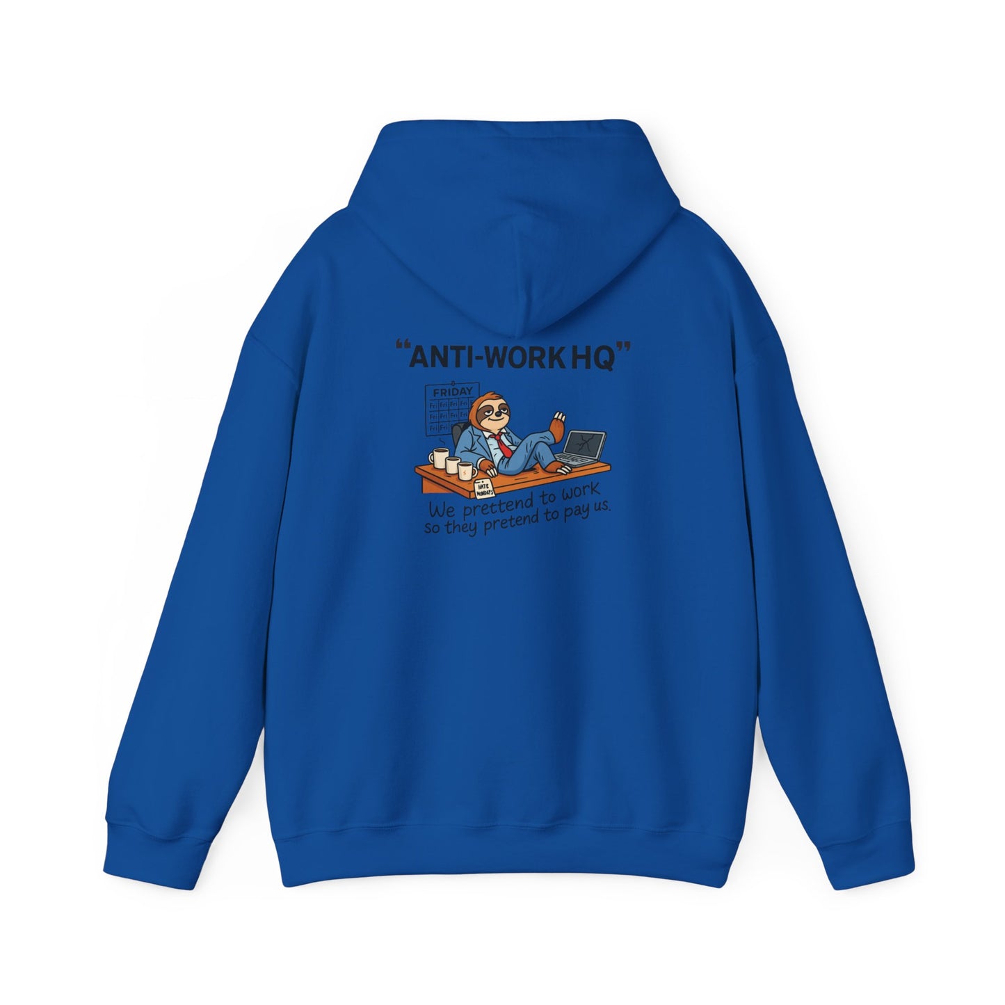"Anti-Work HQ" Office Sloth Meme Graphic Hoodie